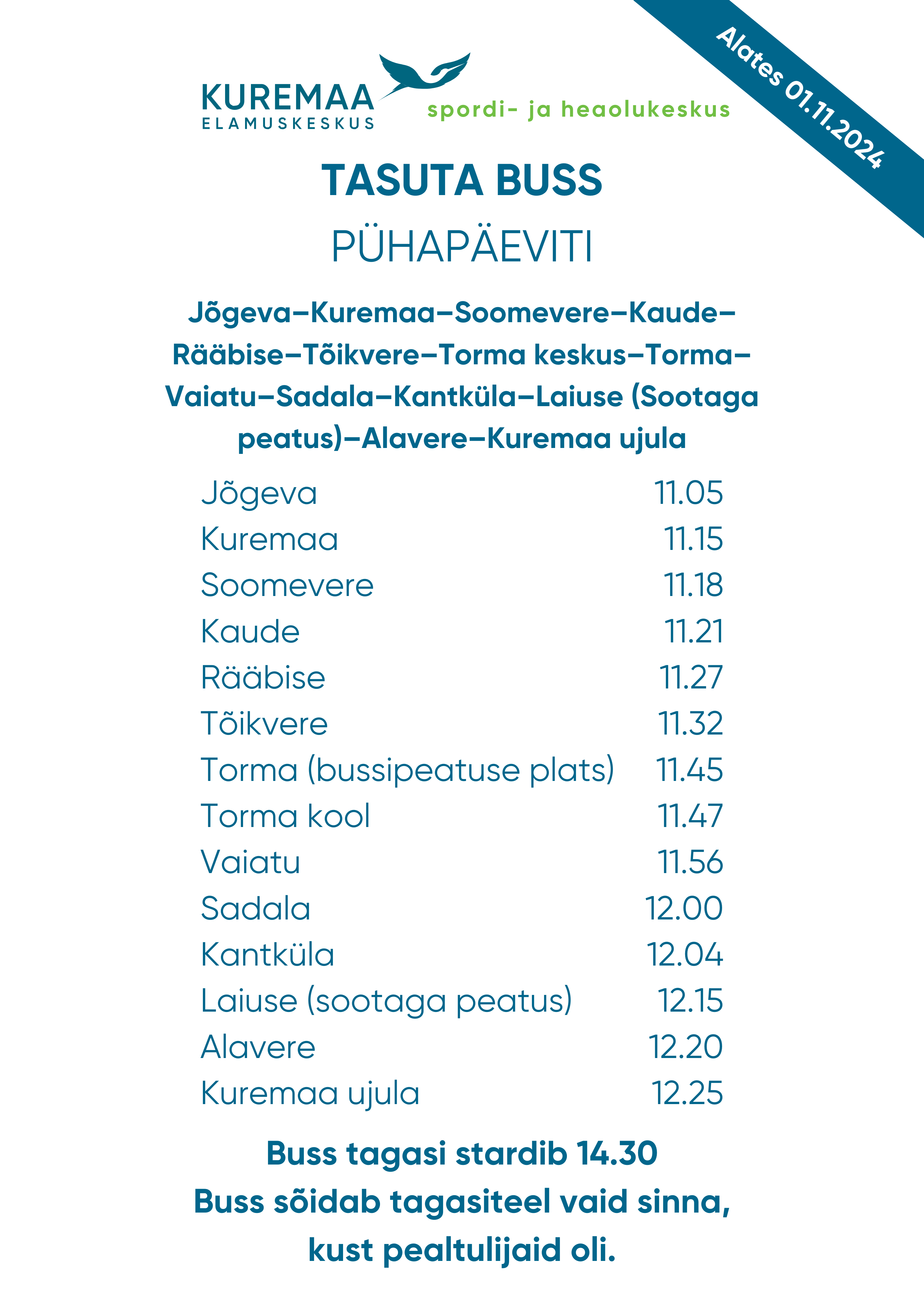 ujulabussi graafik pühapäeval 2